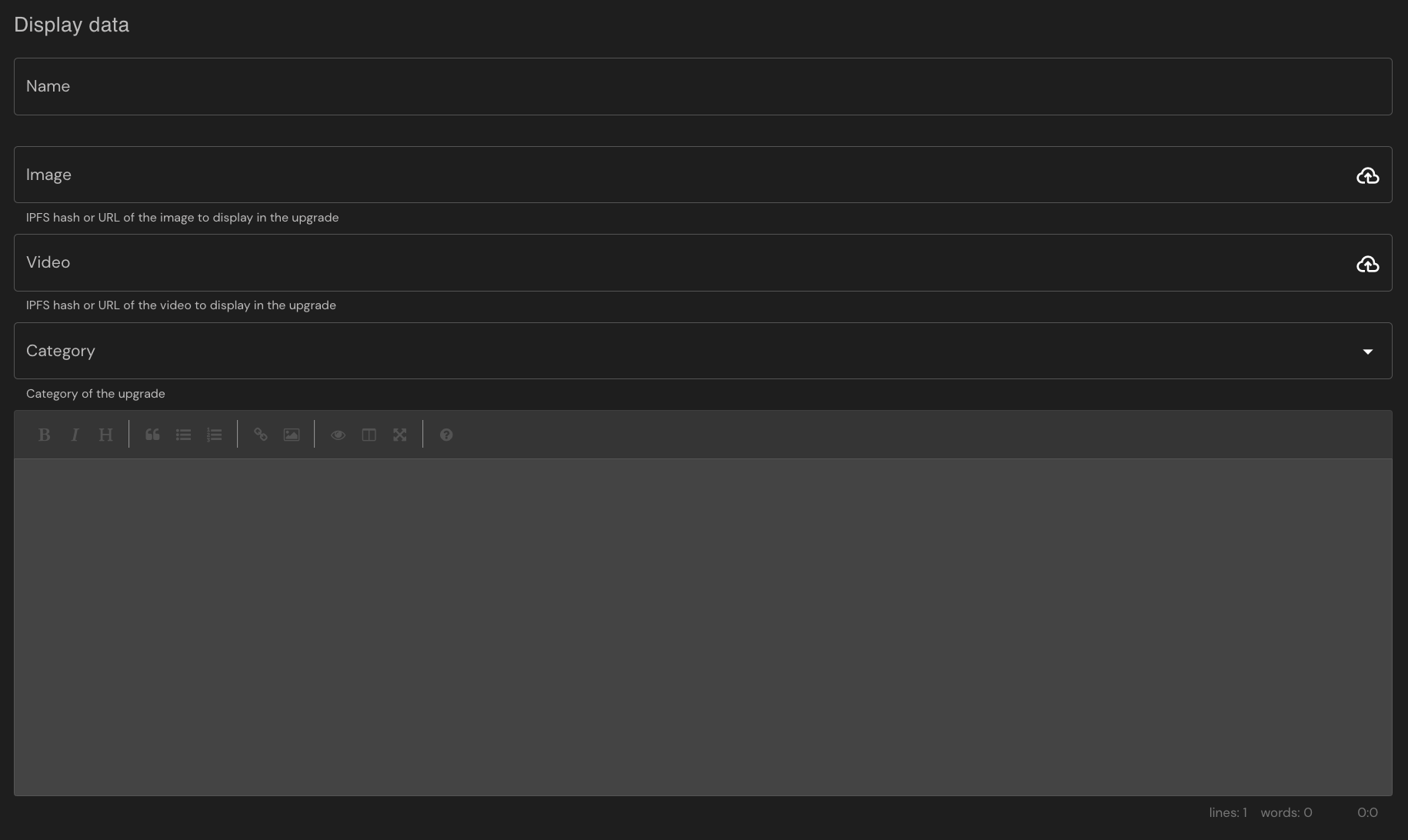 Upgrade Display Data