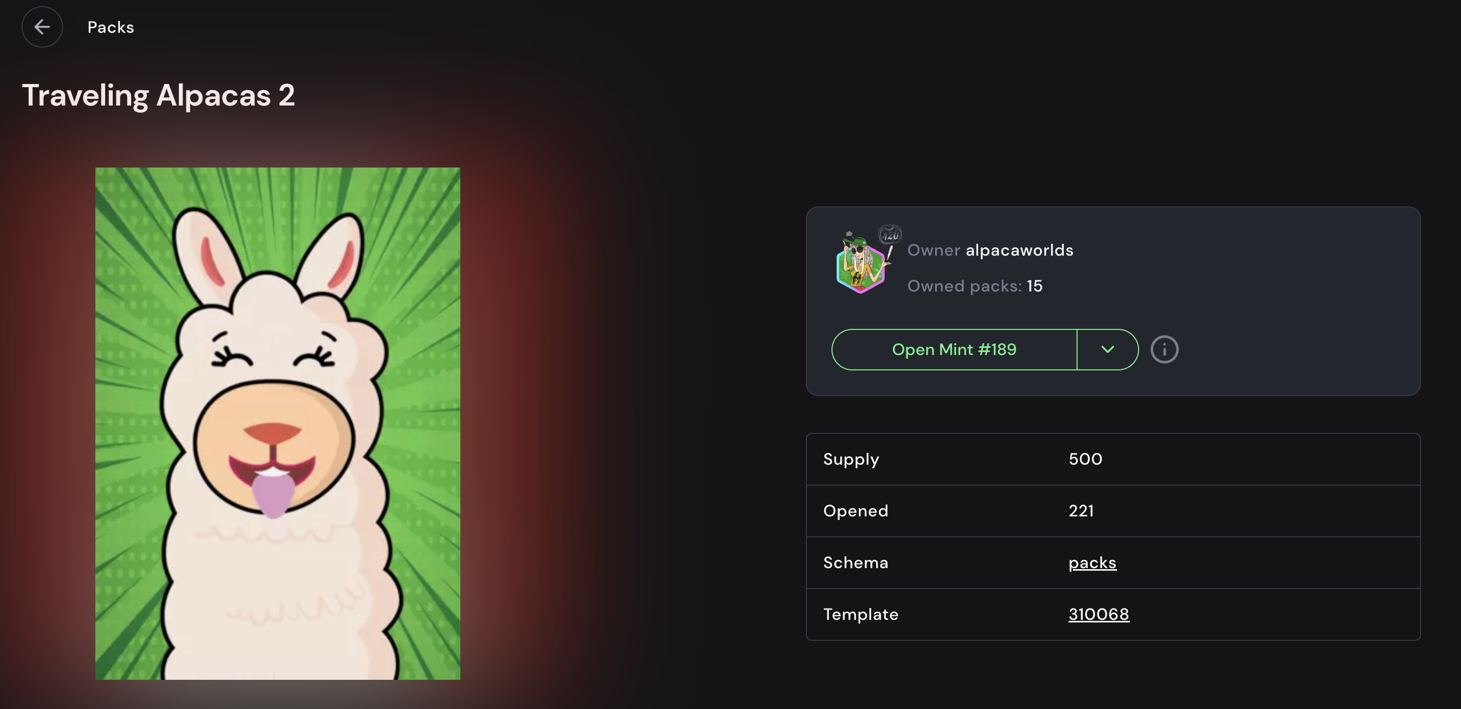 Image and text when reavealing the pack