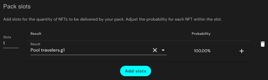 1 slot with result from Pool